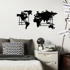 World fém fali dekoráció, 70×33 cm