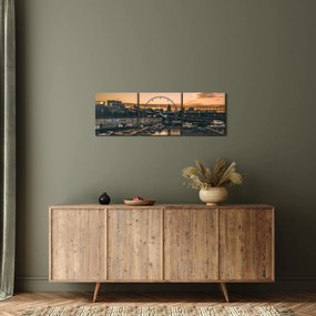 Kép - kikötő város (órával) (90x30 cm)