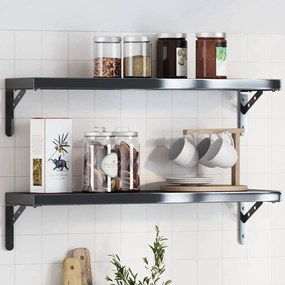 4 db fekete rozsdamentes acél polctartó 20 x 2,5 x 14 cm