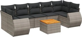 vidaXL 8 részes szürke polyrattan kerti ülőgarnitúra párnákkal