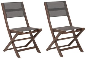 Összecsukható sötét faszínű akácfa szék kétdarabos szettben CESANA Beliani