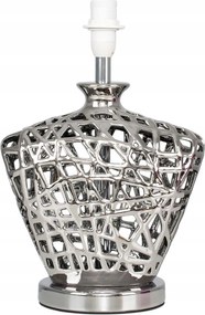 Modern asztali lámpa ezüst váza alakú talppal, rácskal