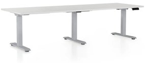 OfficeTech Long állítható magasságú asztal, 240 x 80 cm, szürke alap, világosszürke