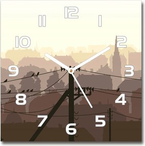 Óra edzett üveg Város feszültség vonal 30x30cm