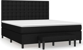 vidaXL fekete szövet rugós ágy matraccal 180 x 200 cm