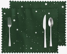 Goldea karácsonyi viaszosvászon reggeliző alátét - csillagok sötétzöldön - 2db 30 x 40 cm