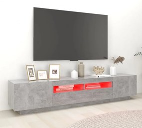 betonszürke TV-szekrény LED-lámpákkal 200 x 35 x 40 cm