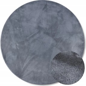 Kerek plüss szőnyeg nappaliba 160cm, puha antracit sörték