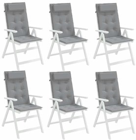 6 db szürke oxford-szövet magas háttámlájú székpárna