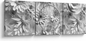 Kép - Fehér virágok (órával) (90x30 cm)