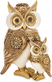 Bagoly figura kicsi és nagy dekoráció arany fehér mart dekoráció figura