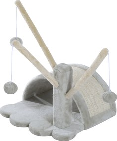 PawHut 40 cm-es Macska Karcoló Oszlop Kis Macska Torony Barlanggal, 2 Játékgolyóval, Karcoló Szőnyeggel, Macska Karcoló Fával, Mászófával Kis és Nagy