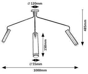 Rabalux 73039 - Felületre szerelhető csillár SENOBIA 3xGU10/35W/230V
