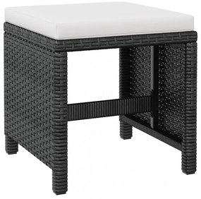 9 darabos fekete kültéri polyrattan és akácfa étkezőszett