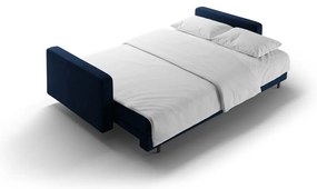 Sötétkék bársony kinyitható tárolóhelyes kanapé 222 cm Bali – Cosmopolitan Design