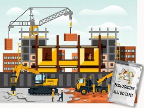 Fotótapéta Flizelina Építkezés Kotrógép Daru Építési Terület 350x250 ragasztó