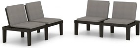 vidaXL 2 db szürke műanyag kerti pihenőpad párnákkal