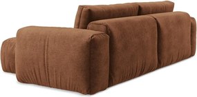 Terrakotta színű zsenília kinyitható sarokkanapé (jobb oldali-heverő résszel) Kuki – Makamii