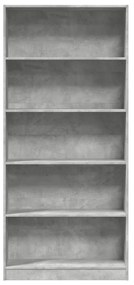 betonszürke szerelt fa könyvespolc 80 x 24 x 176 cm