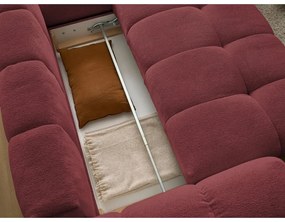 Borvörös zsenília kinyitható-tárolóhelyes sarokkanapé (jobb oldali-L alakú) Everest – Bobochic Paris