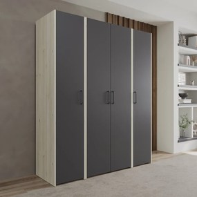 Malmo V4 gardróbrendszer, Fehér tölgy / Antracit, 165 cm