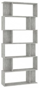 betonszürke szerelt fa könyvszekrény/térelválasztó 80x24x192 cm