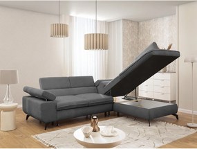 Szürke zsenília sarokkanapé (jobb oldali-L alakú) Marbeya – Ropez