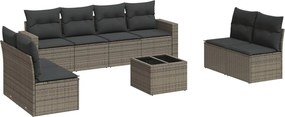 vidaXL 9 részes szürke polyrattan kerti ülőgarnitúra párnákkal