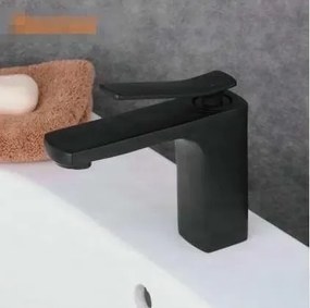Álló mosdócsaptelep EYN CKB2241, egykaros, egylyukas kivitel fekete, matt fekete és sötétszürke felülettel — 16,5 cm