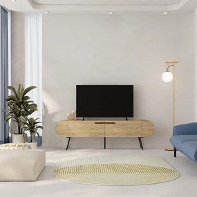 Natúr színű TV-állvány tölgyfa dekorral 195x57 cm Saluso – Marckeric