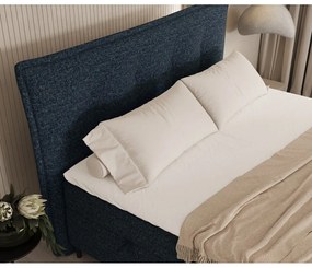 Sötétkék ágyneműtartós boxspring ágy 140x200 cm Sinai – Maison de Rêve
