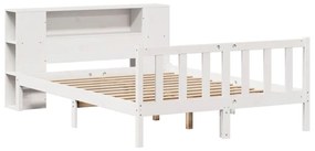 fehér tömör fenyőfa könyvespolcos ágy matrac nélkül 120x200 cm