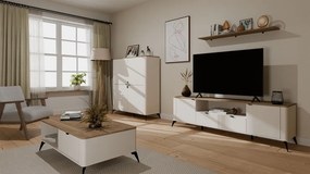 CORDOBA 4S komód 125x43x135 cm, kasmír, fekete lábakkal