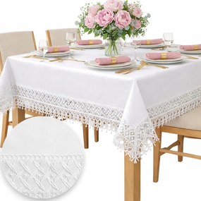 Abrosz sima Fehér klasszikus elegáns csipkével az ünnepekre 150x360 asztalra