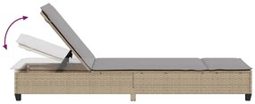bézs polyrattan napozóágy párnákkal 55x200x25,5 cm