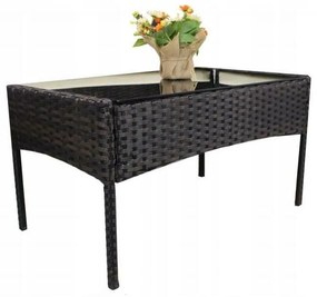 Aldotrade GardenLine rattan kerti garnitúra, barna + krémszínű ülőpárna