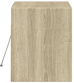 sonoma tölgy színű fali TV-szekrény LED-ekkel 80x31x35 cm