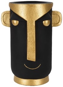 Fekete-aranyszínű magas poligyanta váza 40 cm Tribal – Mauro Ferretti