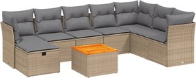 vidaXL 9 részes vegyes bézs polyrattan kerti ülőgarnitúra párnákkal