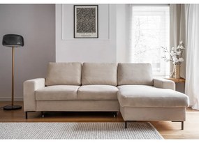Bézs kordbársony kinyitható sarokkanapé (jobb oldali) Lofty Lilly – Miuform
