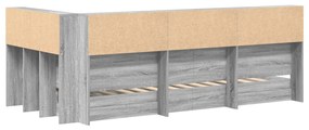 Könyvespolc ágy Szürke Sonoma 100x200 cm Szerelt fa