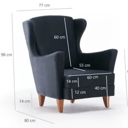 Füles fotel NUPI antracit