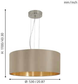 Eglo 31607 - MASERLO 3 ágú függeszték E27 60W 230V