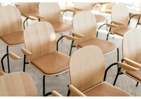 Natúr színű karfás-rakásolható étkezőszék szett 2 db-os tölgyfa dekorral Book – Gazzda