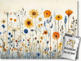 Fotótapéta Flizelina Grafika Rét Kert Virágok Népi Scandi 200x140 ragasztó