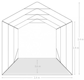 zöld PVC sátorgarázs 2,4 x 3,6 m