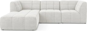 Fehér buklé sarokkanapé (bal oldali-heverő résszel) Aloha – Makamii