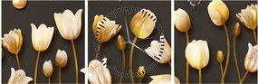 Kép - Tulipánok - absztrakt (órával) (90x30 cm)