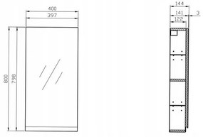 Cersanit - Moduo tükrös akasztós szekrény 40cm, fehér, S590-030