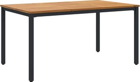 vidaXL Kültéri Asztal Természetes és fekete 150 x 90 x 75 cm
